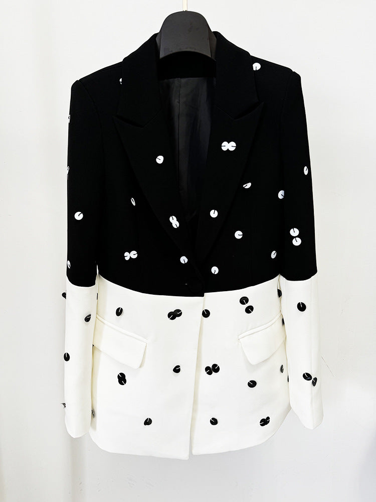 white black suit blazer skirt A9180