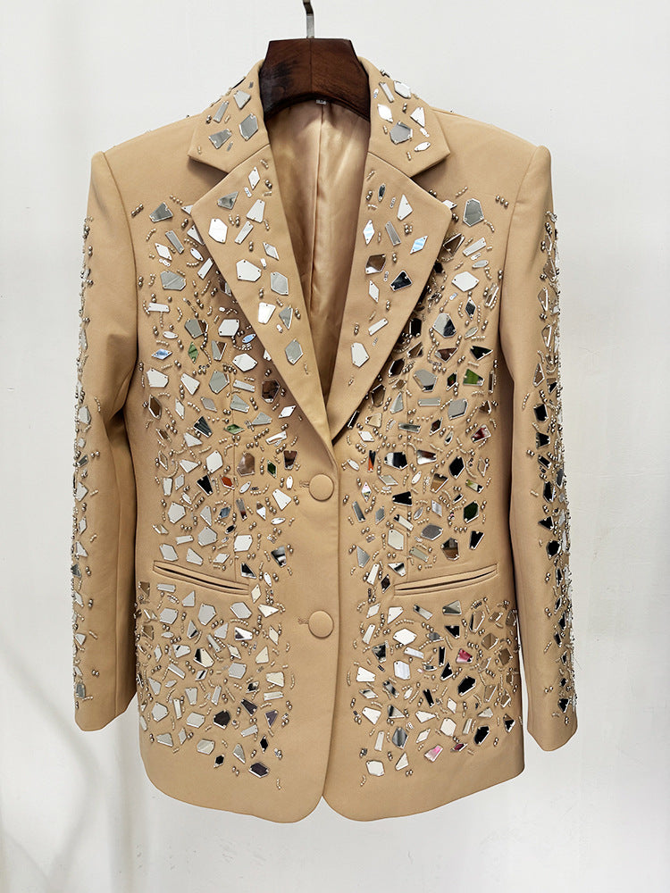 Nude blazer with glitters A9467