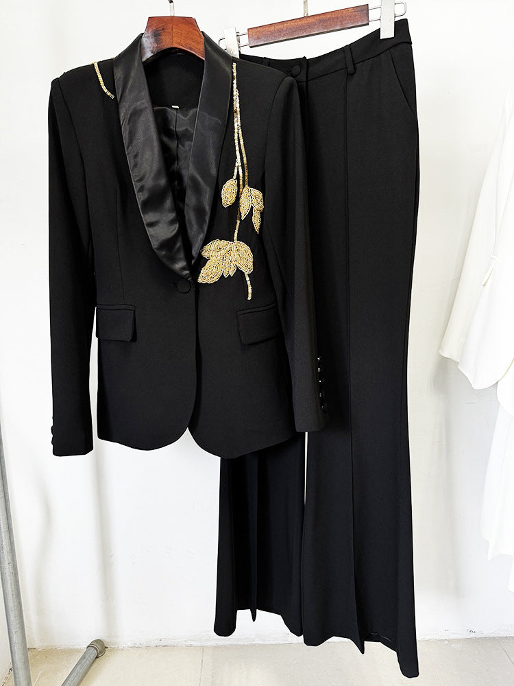 blazer black golden flower A9066