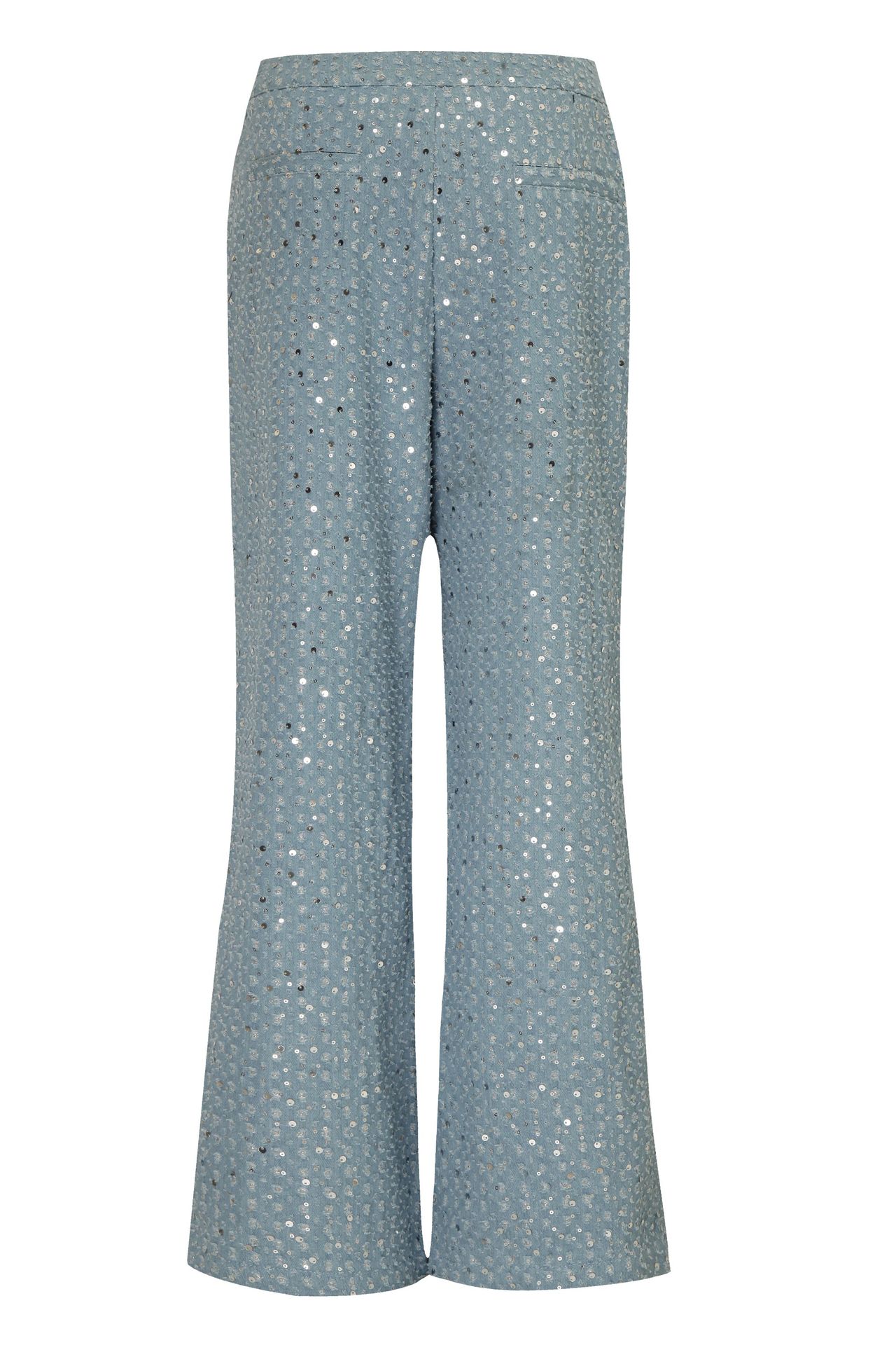 Two piece blue shiny trousers set A8586