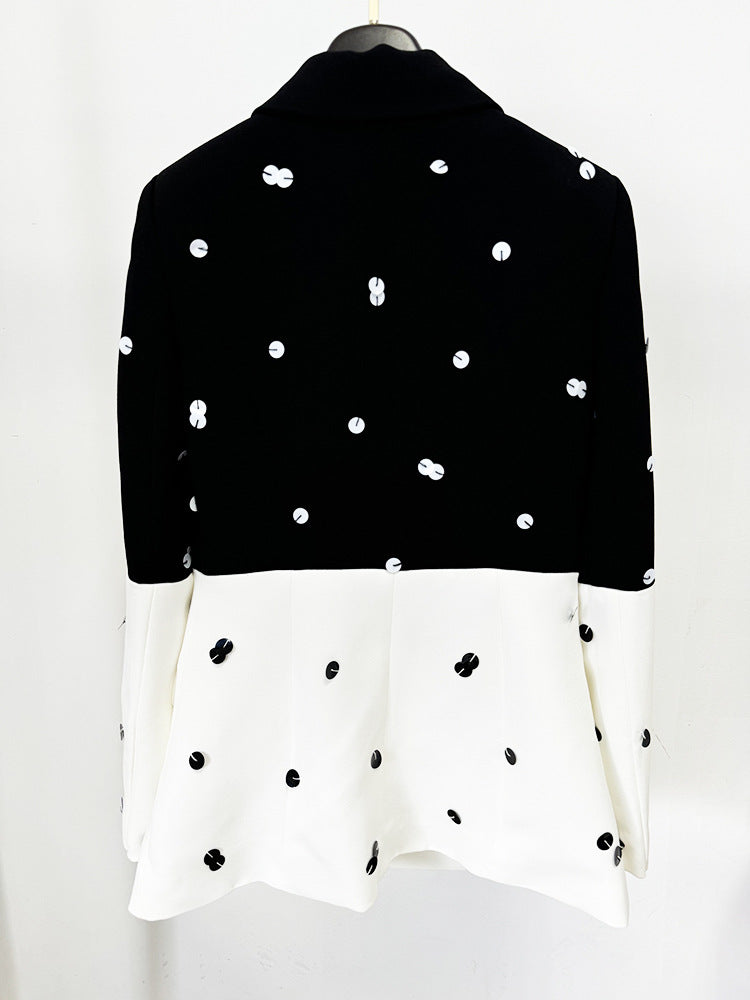 white black suit blazer skirt A9180