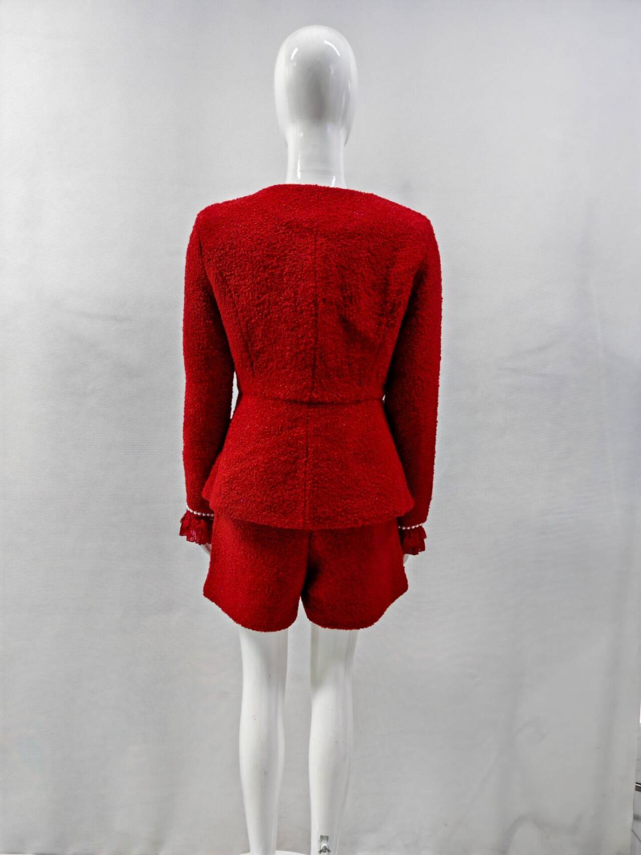 Red blazer lace shorts A9381