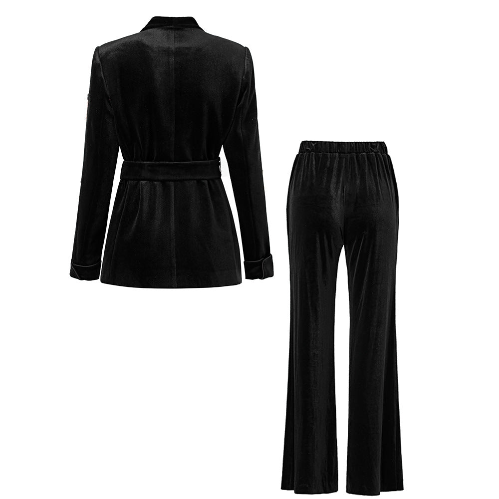 velvet pants with blazer A8194